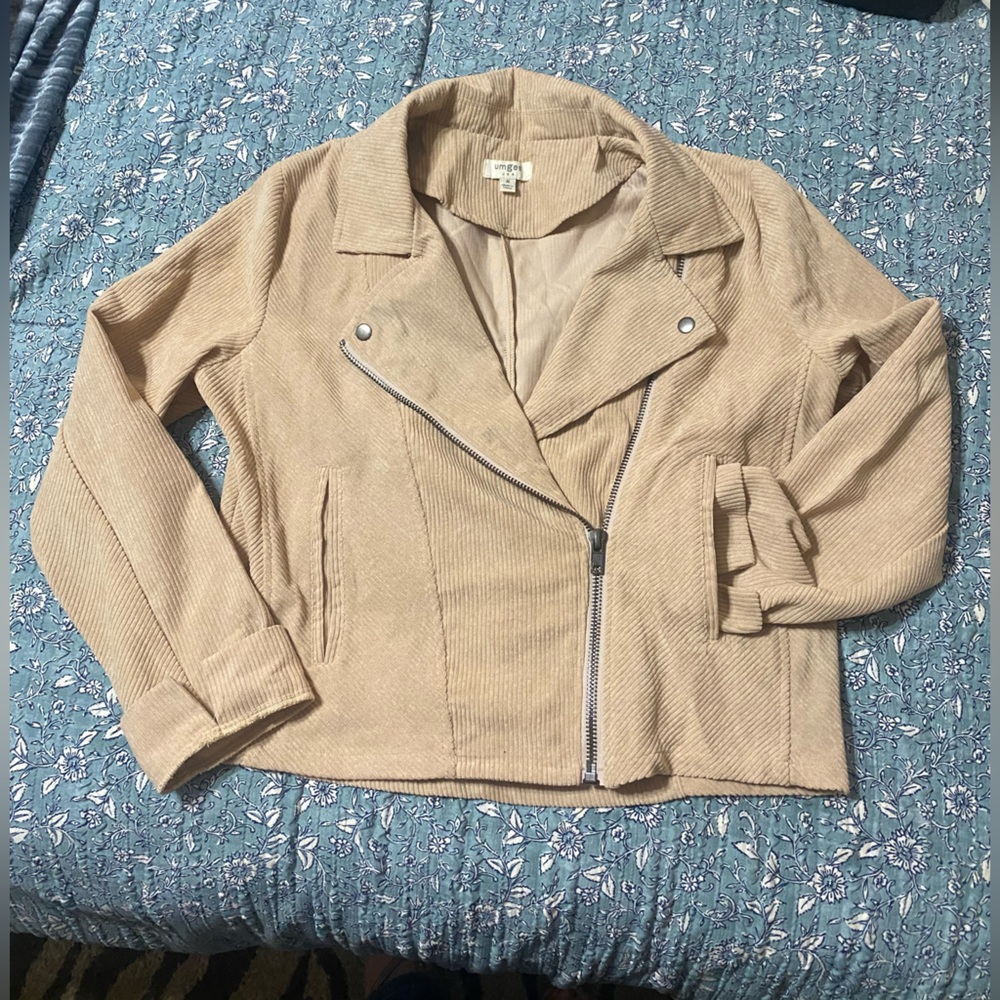 Umgee Taupe Corduroy Moto Jacket